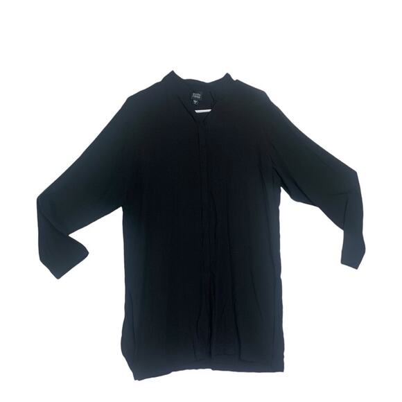 Eileen Fisher women's small medium black silk two piece set top bottoms - Picture 3 of 15